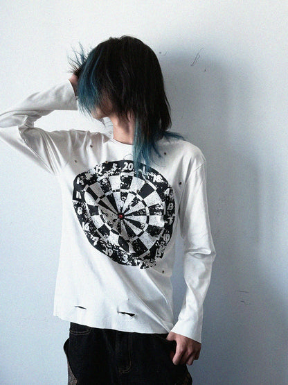 Graphic Letter Damage Long Sleeve T-shirt WN20911