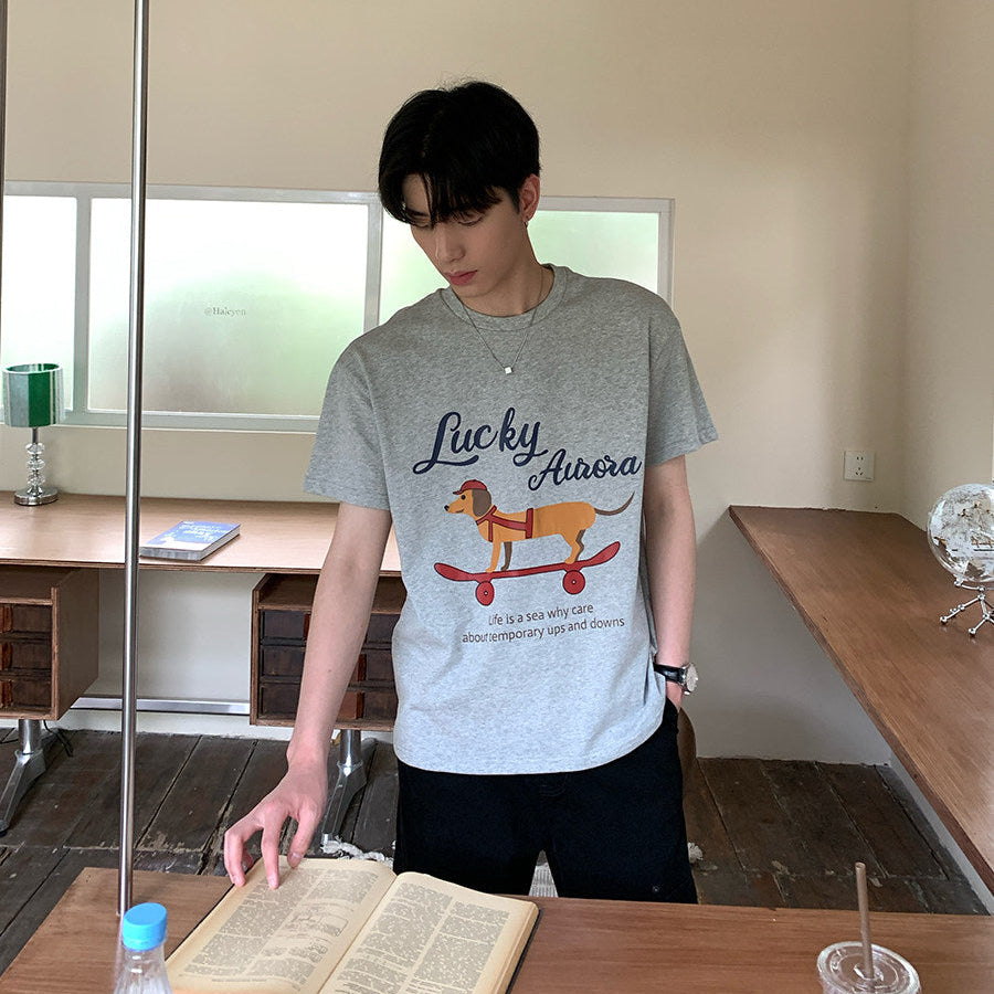 Letter Print Round Neck Short Sleeve T-Shirt WN24965