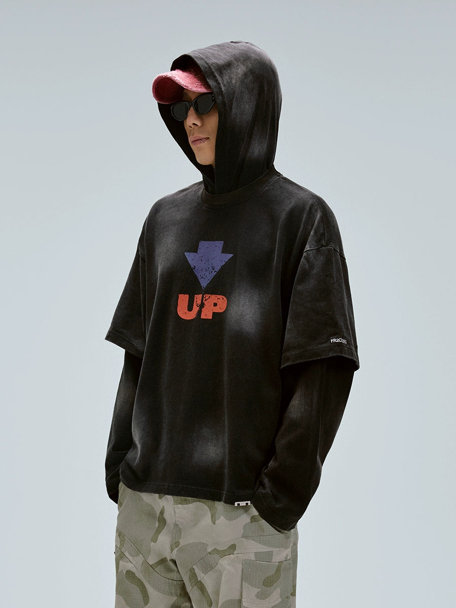 Fake Layered Oversize Graphic Hoodie WN12200