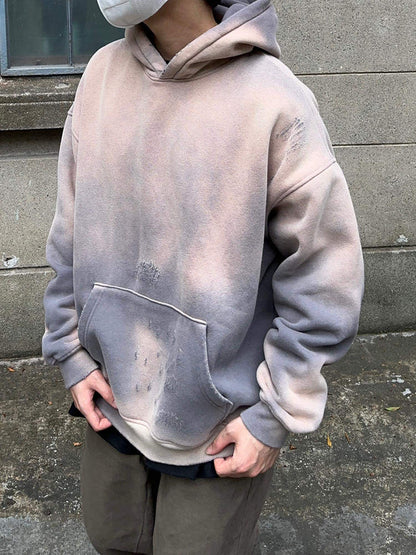 Gradient Tie-Dye Damage Oversize Pullover Hoodie WN24380