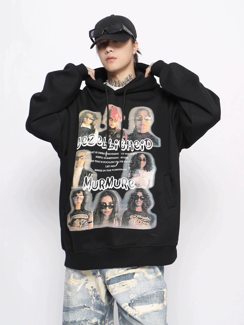 Graffiti Print Fleece Linning Pullover Hoodie WN10933