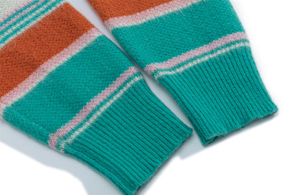 Stripe Polo Collar Knit Sweater WN11520