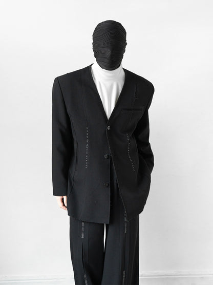 Hand-Stitched Edge Tailored Jacket & Trousers Setup WN11901