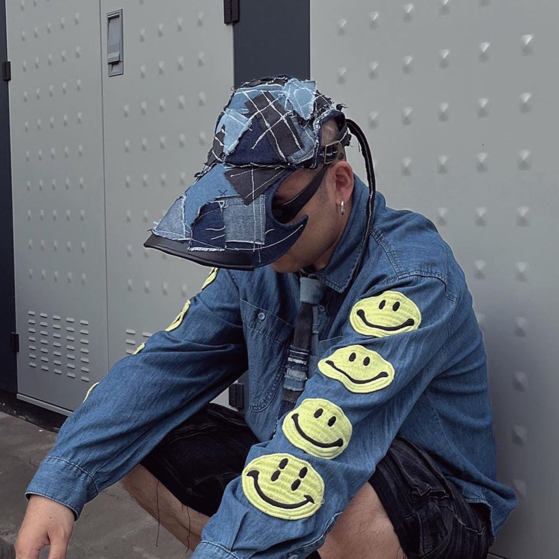 Denim Patchwork Curved-Brim Cap WN21125