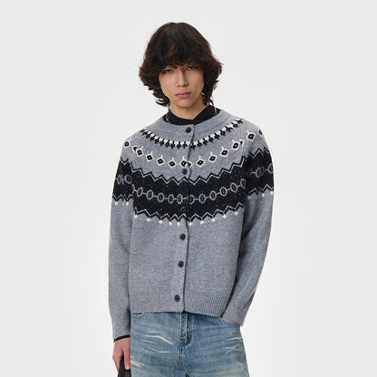 Fair Isle Jacquard Knit Cardigan WN21400