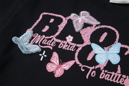Butterfly Letter Print Oversize Short Sleeve T-Shirt WN26896