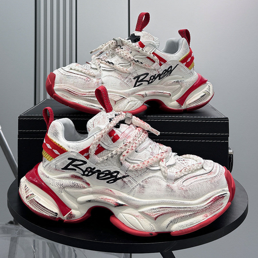 Washed Graffiti Print Chunky Sole Sneakers WN24636
