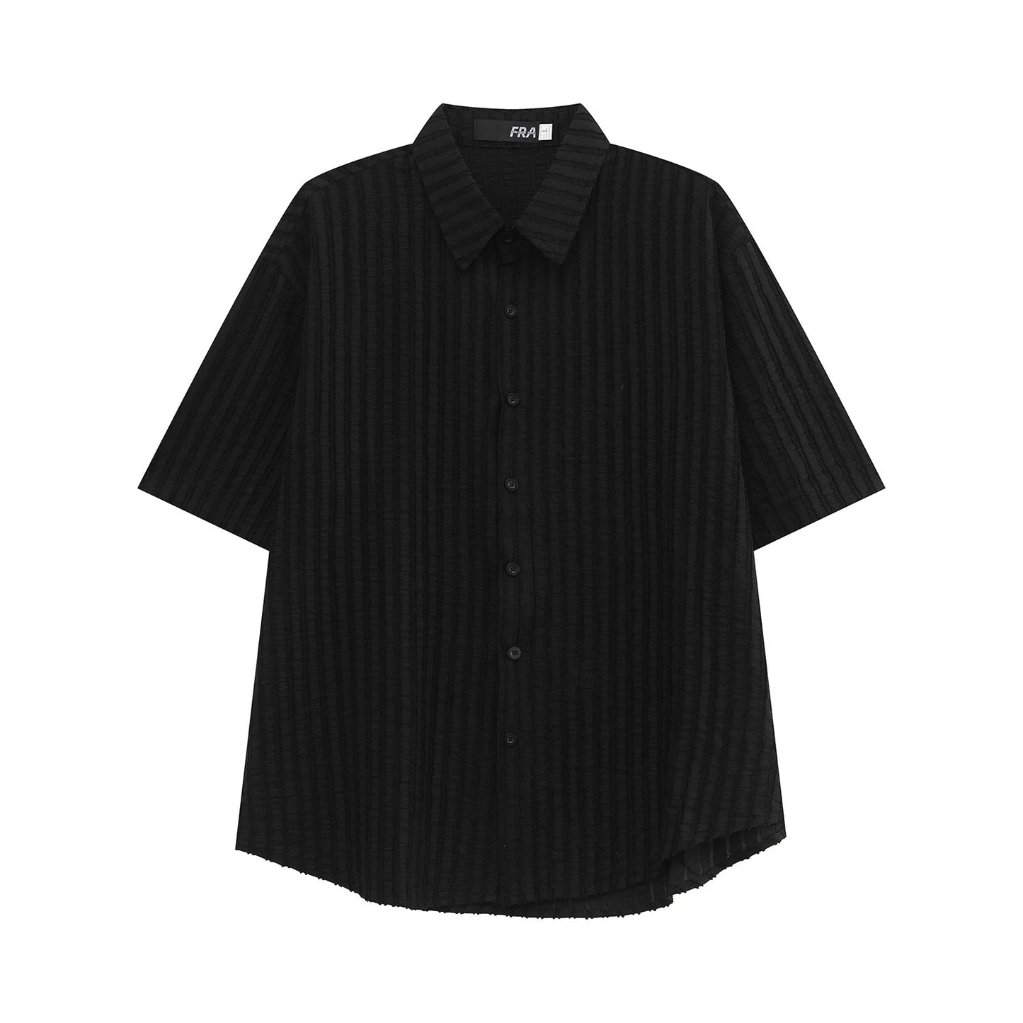 Stripe Texture Open Collar Short Sleeve Shirt WN24923