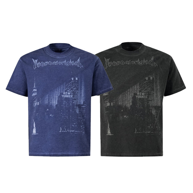 Washed City Print Short Sleeve T-Shirt WN25828