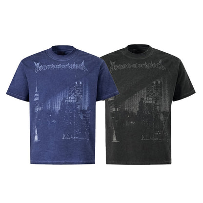 Washed City Print Short Sleeve T-Shirt WN25828