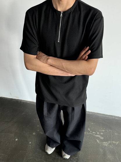 Thin Quick-Dry Breathable Half Zipper Short Sleeve T-Shirt WN19325