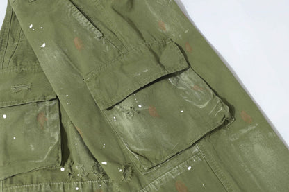 Damage Paint Splatter Multi Pocket Cargo Pants WN26031