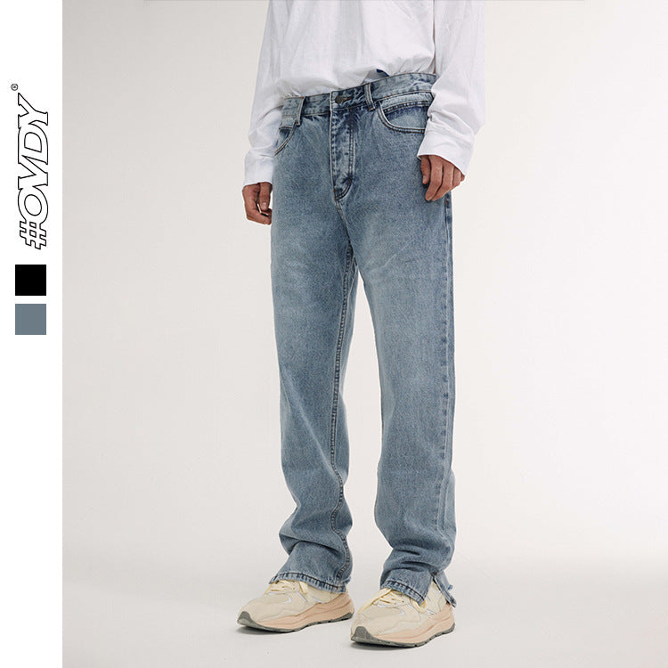 Washed Straight Denim Jeans WN12555