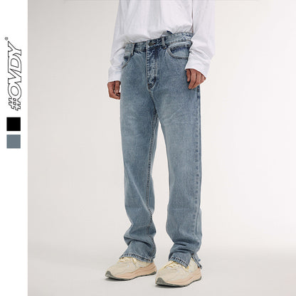 Washed Straight Denim Jeans WN12555