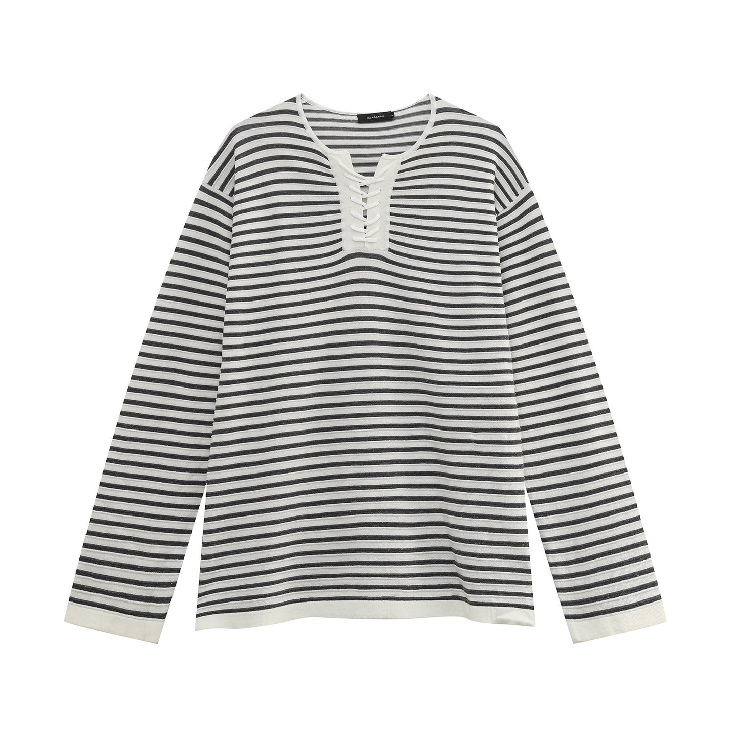 Border Lace-Up Long Sleeve T-Shirt WN25007