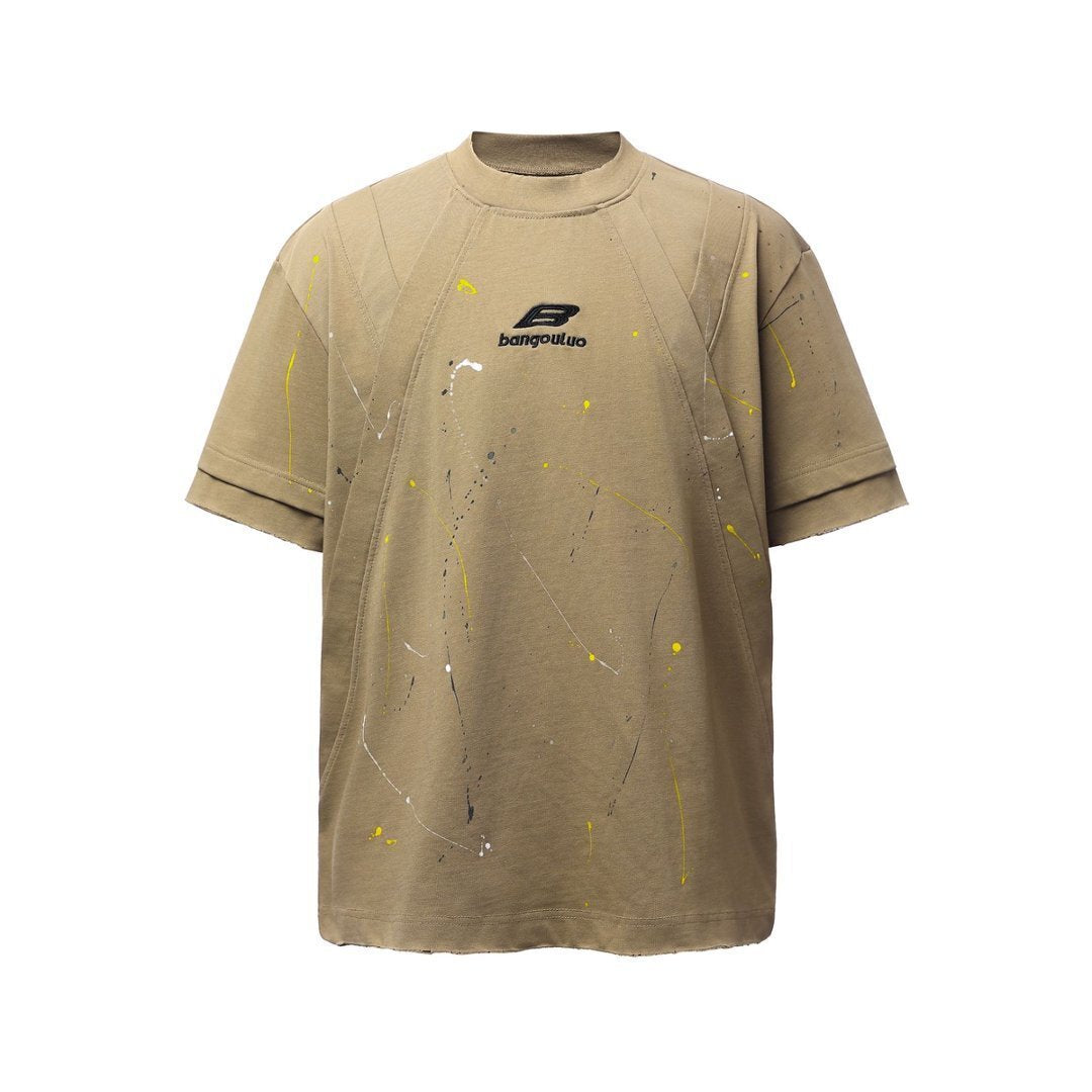 Washed Damage Paint Splatter Short Sleeve T-Shirt WN25694