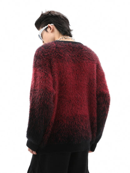 Gradient Butterfly Shaggy Knit Sweater WN10267