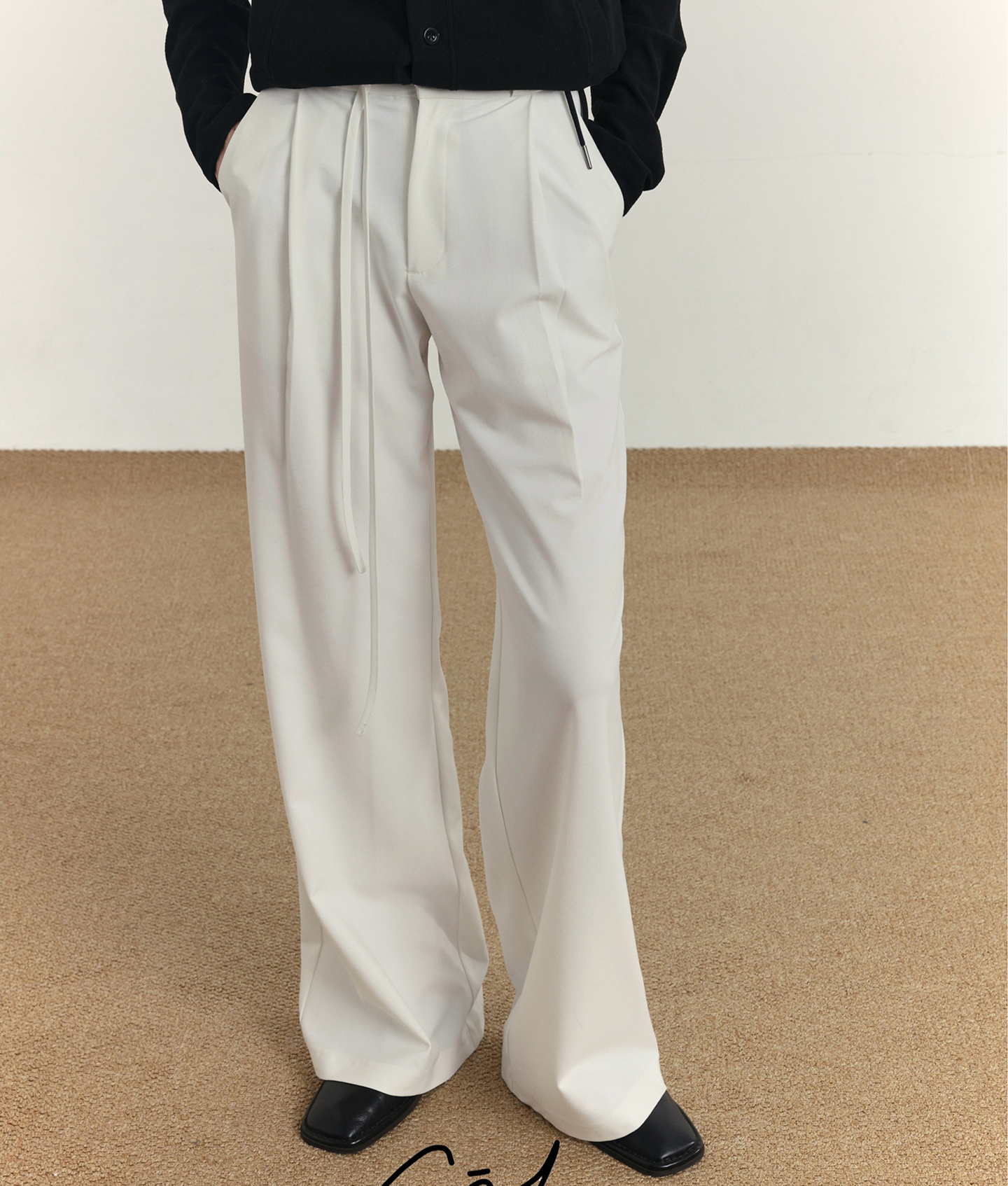 Drawstring Waist Flare Trousers WN21669