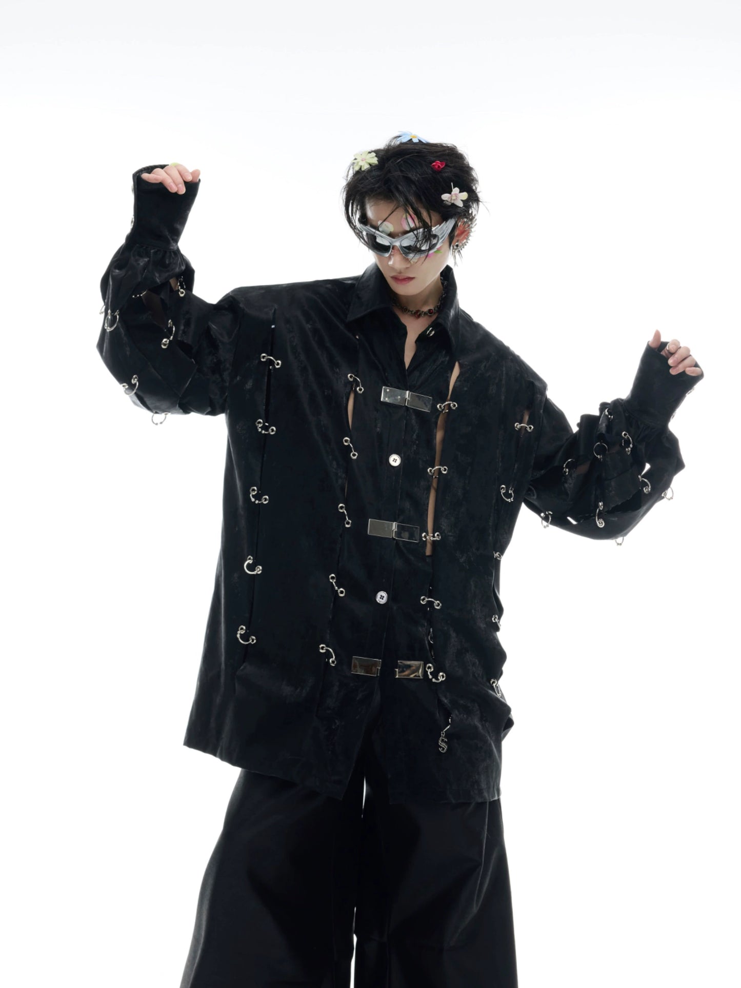 Heavyweight Metal Buckle Long Sleeve Shirt WN16339