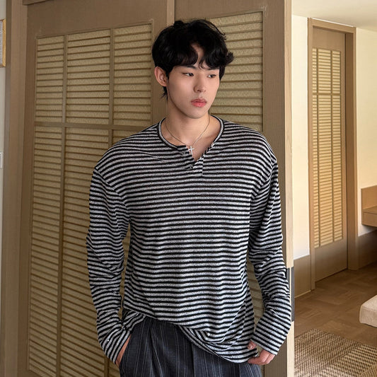 Border Button Long Sleeve T-Shirt WN24936