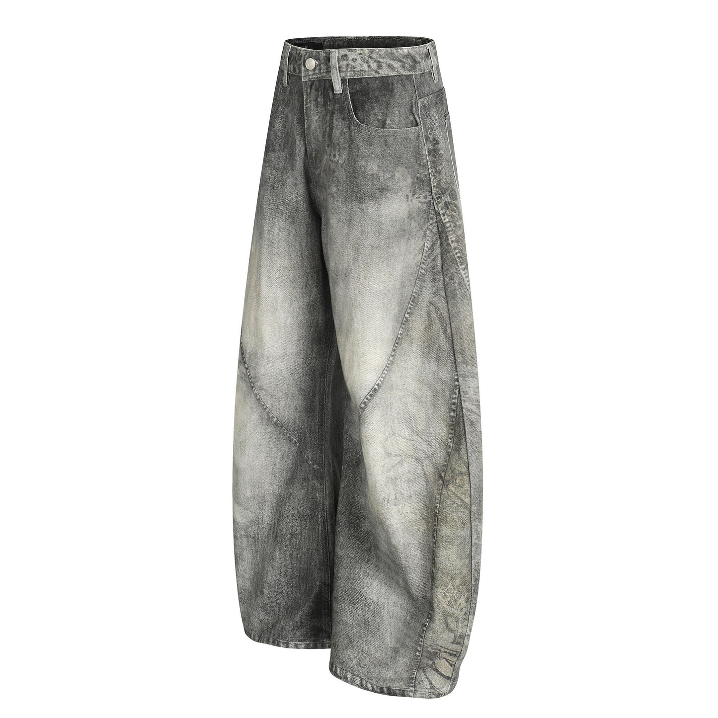 Washed Wide Leg Curved Denim Jeans WN23033