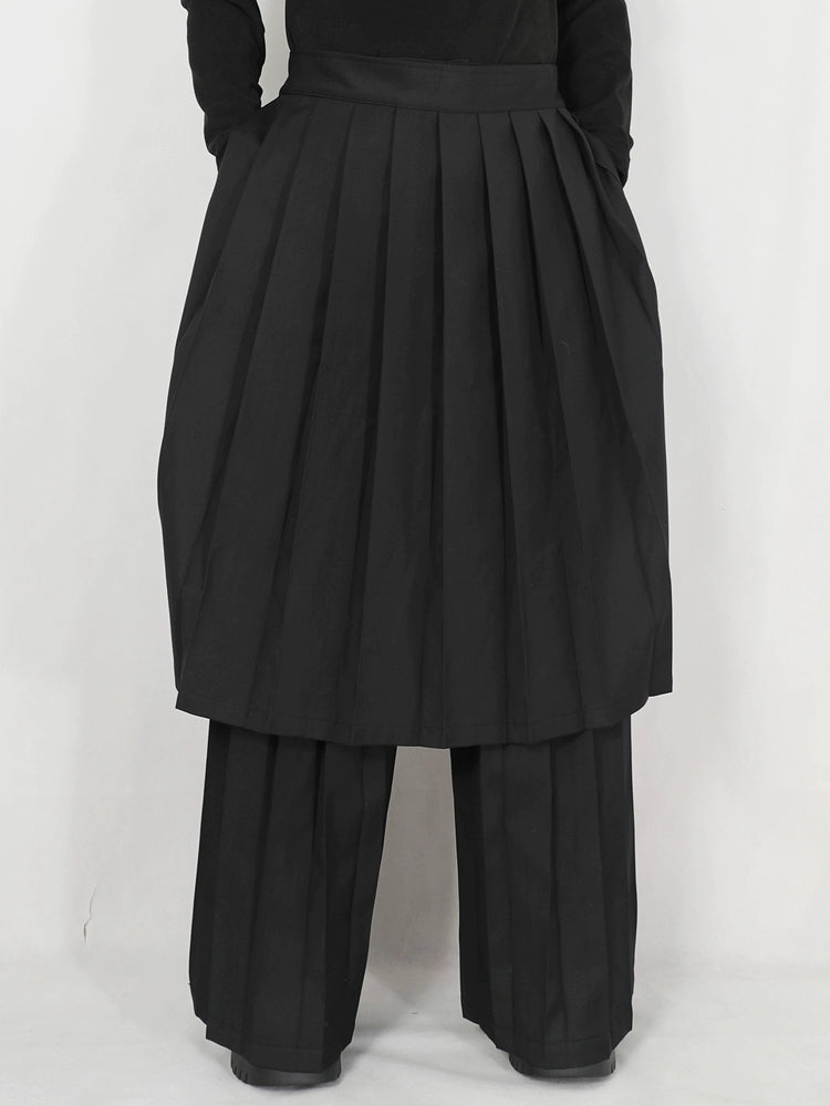 Pleats Detachable Skirted Wide Leg Trousers WN20191