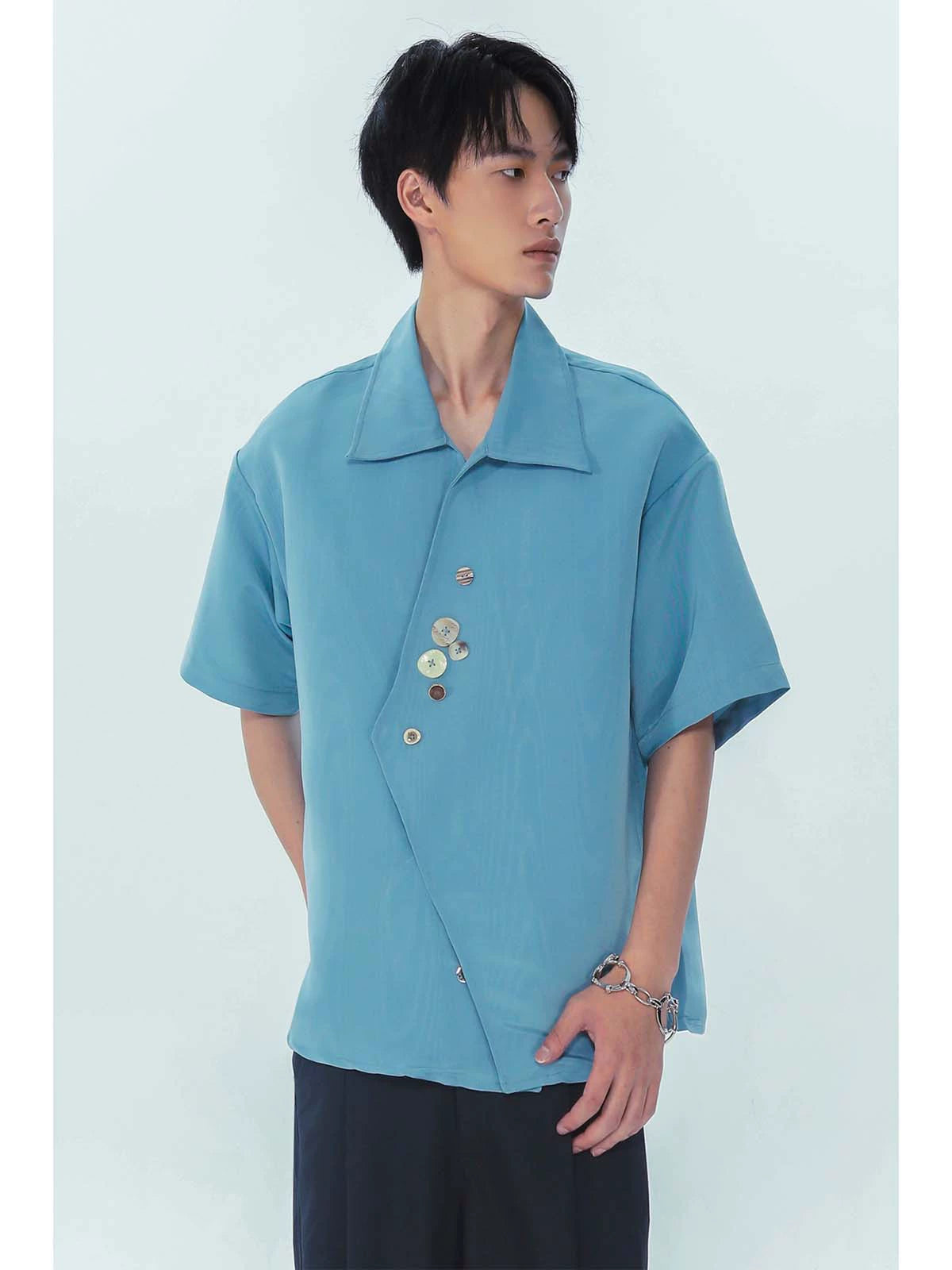 Irregular Ripple Design Short Sleeve Shirt WN19018