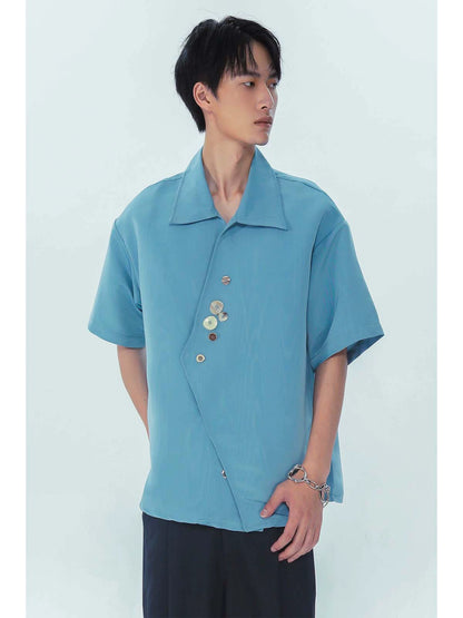 Irregular Ripple Design Short Sleeve Shirt WN19018