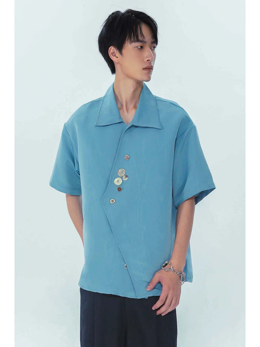 Irregular Ripple Design Short Sleeve Shirt WN19018