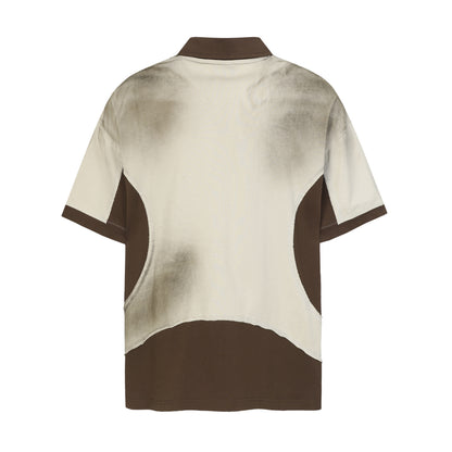 Gradient Washed Deconstructed Contrast Polo Shirt WN26801