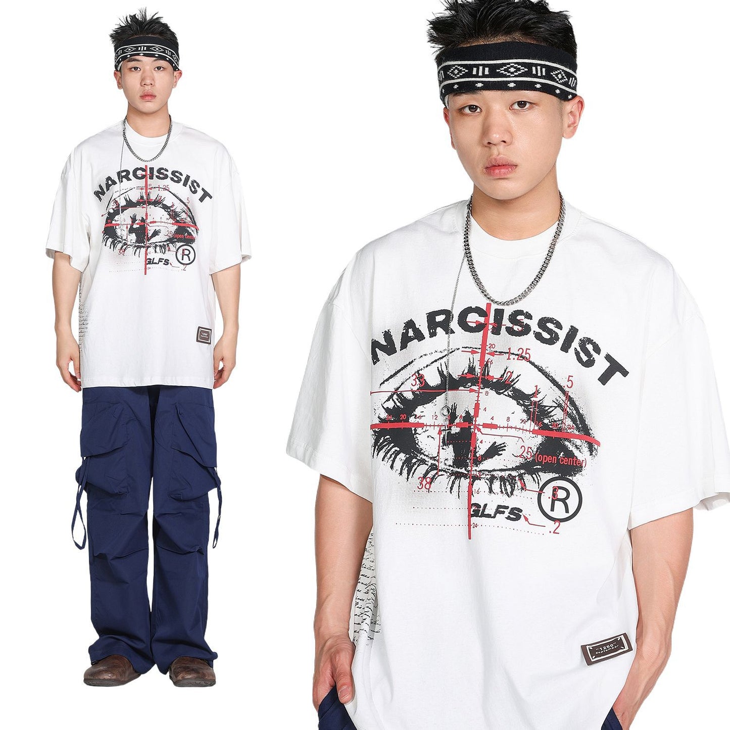 Eye Graphic Letter Print Short Sleeve T-Shirt WN26022