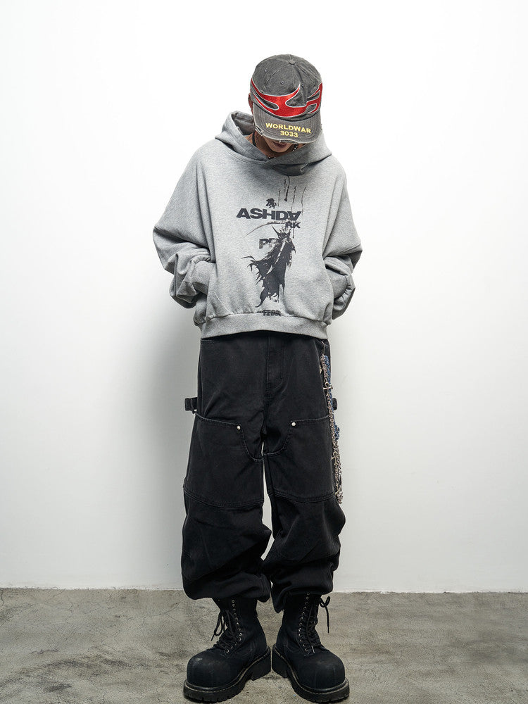 Letter Print Cropped Hoodie WN22960