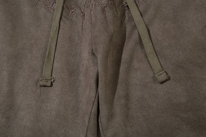 Suede Embroidery Wide Leg Half Pants WN16205