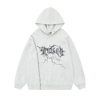 Lightning Zipper Design Oversize Pullover Hoodie WN11128