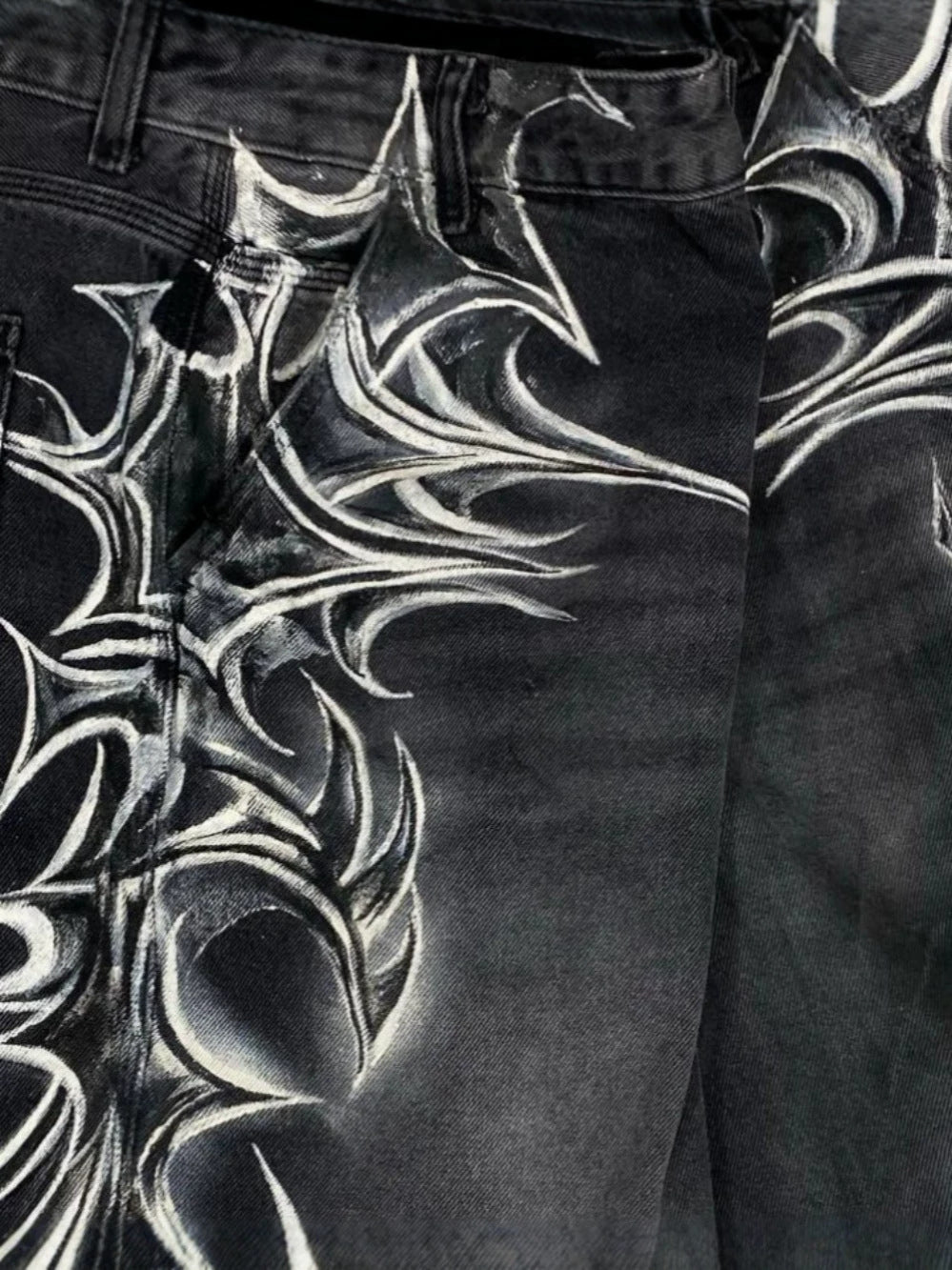 Thorn Print Washed Wide Leg Half Pants WN27883