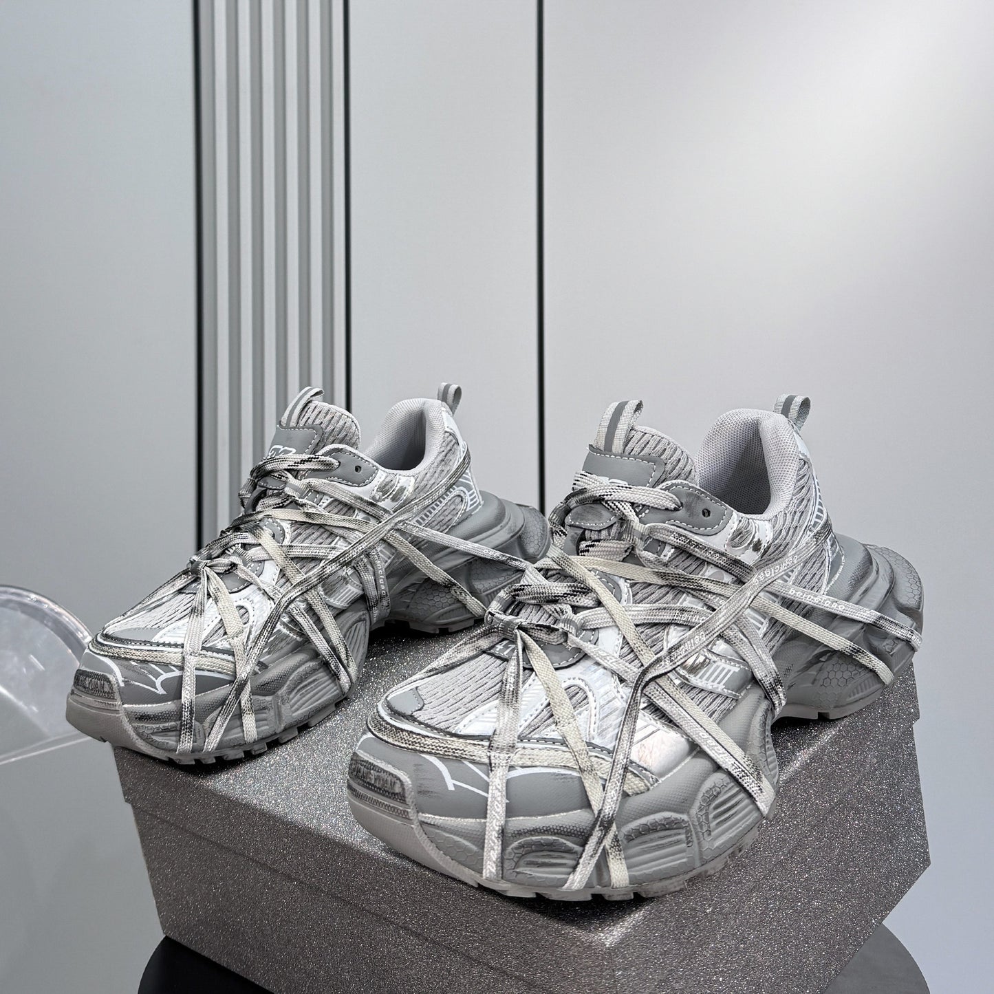 Metallic Strap Panel Chunky Sole Sneakers WN24618
