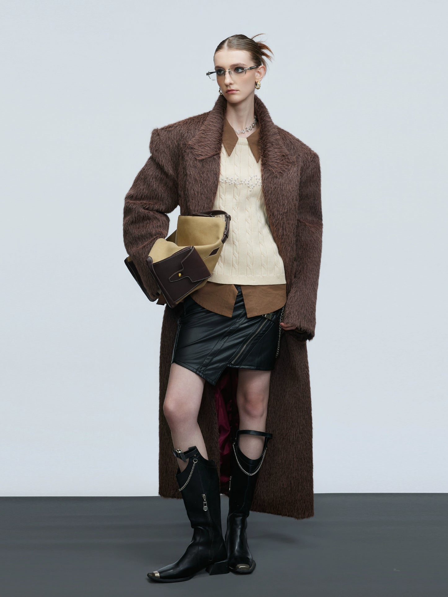 Double-Breasted Shoulder-Pad Long Coat WN21732