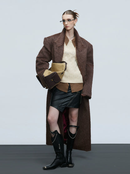 Double-Breasted Shoulder-Pad Long Coat WN21732