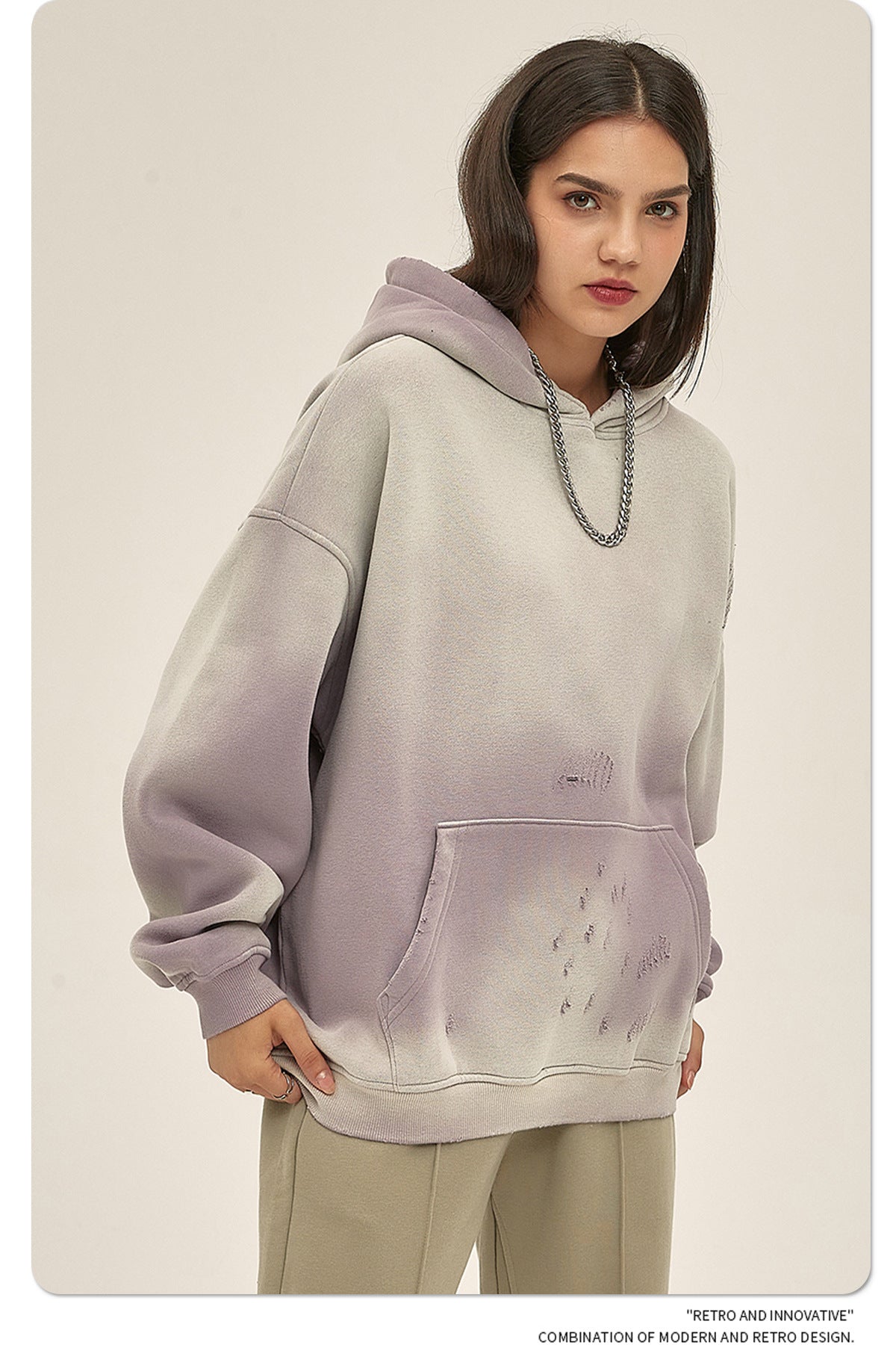 Oversize Washed Damage Hoodie WN6620