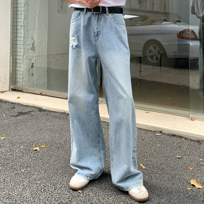 Damage Wide Leg Denim Jeans WN24875