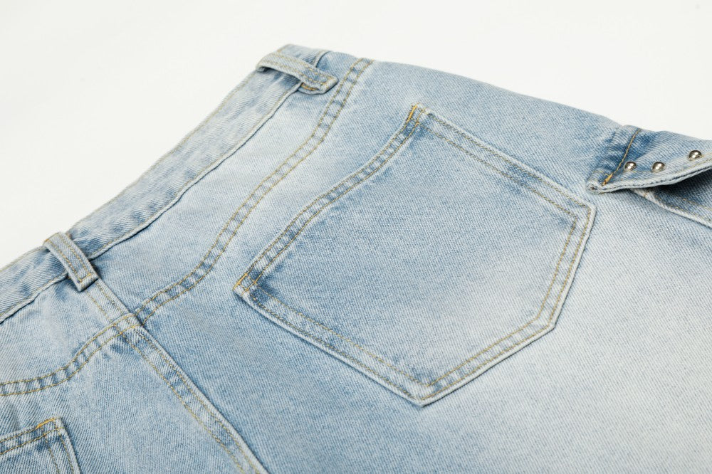 Rhinestone Studded High-Waist Wide Leg Denim Jeans WN27911