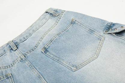 Rhinestone Studded High-Waist Wide Leg Denim Jeans WN27911