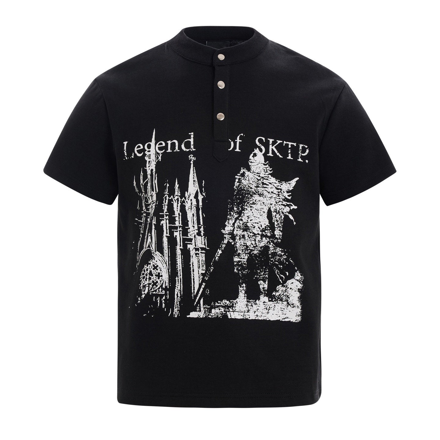 Graphic Art Print Henley Short Sleeve T-Shirt WN24280