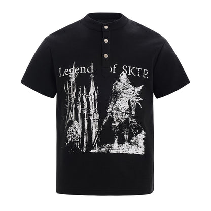 Graphic Art Print Henley Short Sleeve T-Shirt WN24280