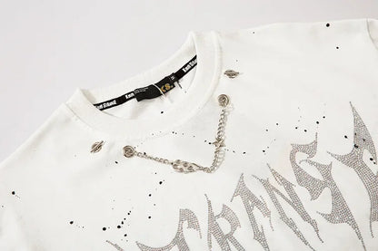 Letter Rhinestone Long Sleeve T-Shirt WN15031