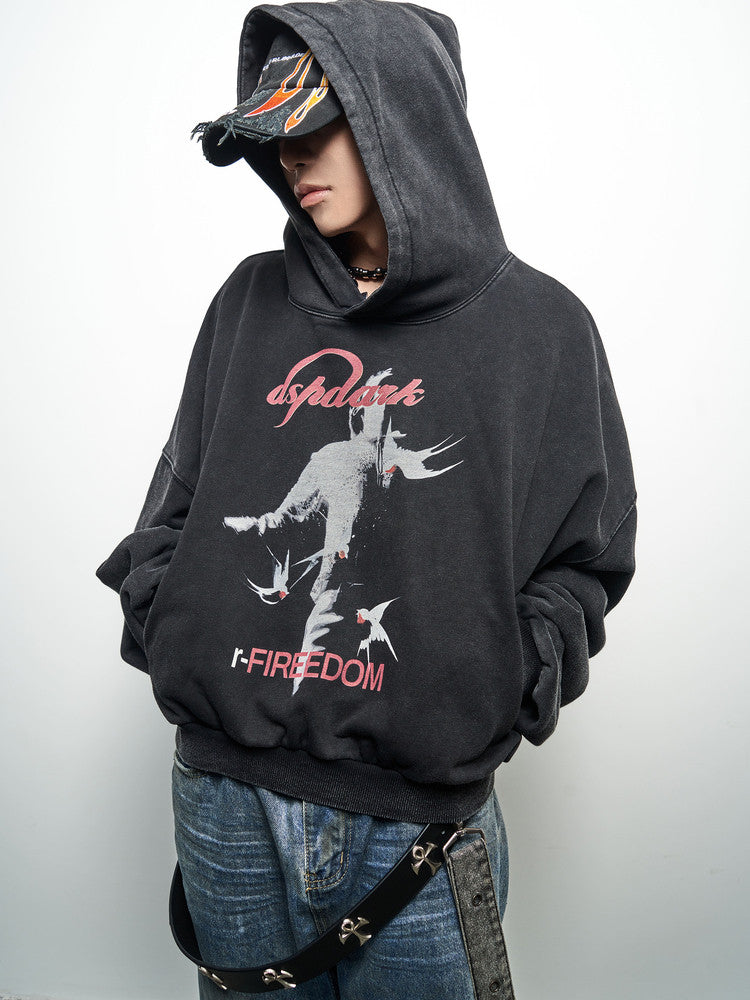 Letter Print Oversize Cropped Hoodie WN22961