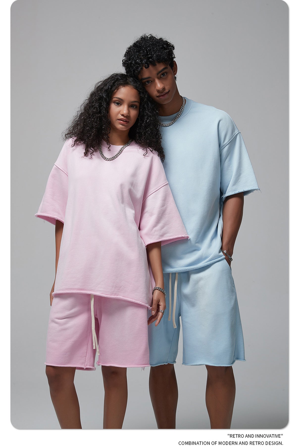 Oversize Spray-dyed Short-sleeve T-shirt & Spray-dyed Short Sweatpants Setup WN6639