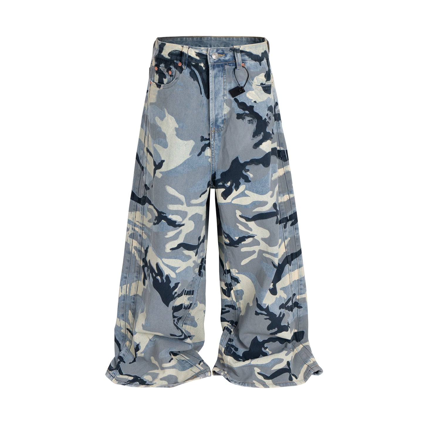 Camouflage Full Print Washed Wide Leg Baggy Dragging Denim Jeans WN16982