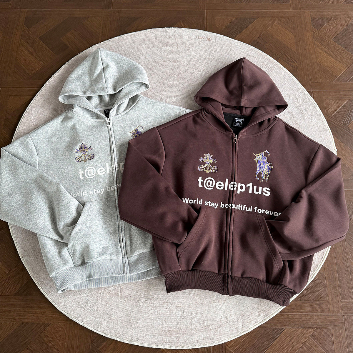 Logo Horse Embroidery Zipper Hoodie WN25565