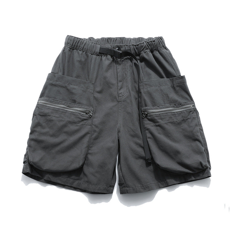 Washed Damage Zipper Cargo Half Pants WN26853